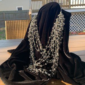 Statement Piece 19in Necklace Dark Grey Faceted Beads Multi Strands 6oz weight